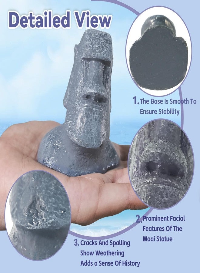 Pamonrueer 8 Pcs Miniature Easter Island Head Statue Moai Statue Decor 2.5 in Resin Stone Island for Room Accessories Antique Sculpture Christmas Desktop Bookshelf - Image 3